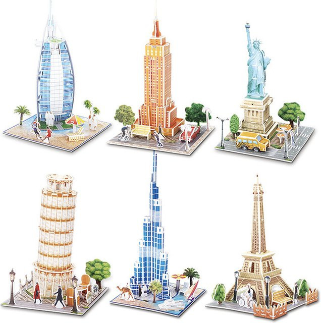 MaxRenard Weltarchitektur 3D-Papierpuzzle berühmte Landschaft ab 3 Jahren - Bild 1