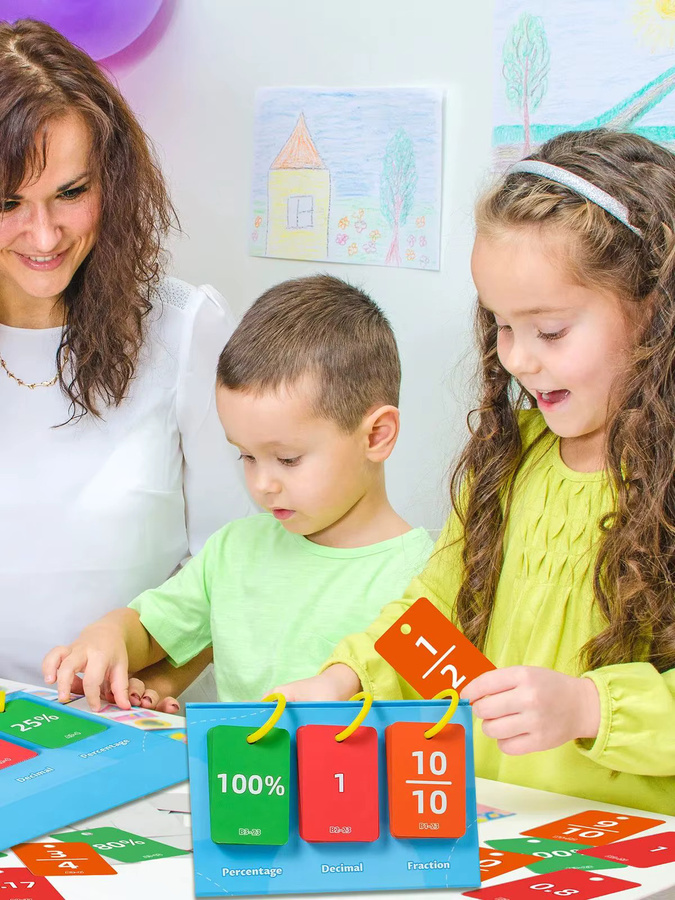 Lernkarten für Mathematikkonzepte zur frühen Bildung: 69 bunte Karten zur Dezimal-Prozent-Konvertierung und kognitiven Entwicklung - Bild 3