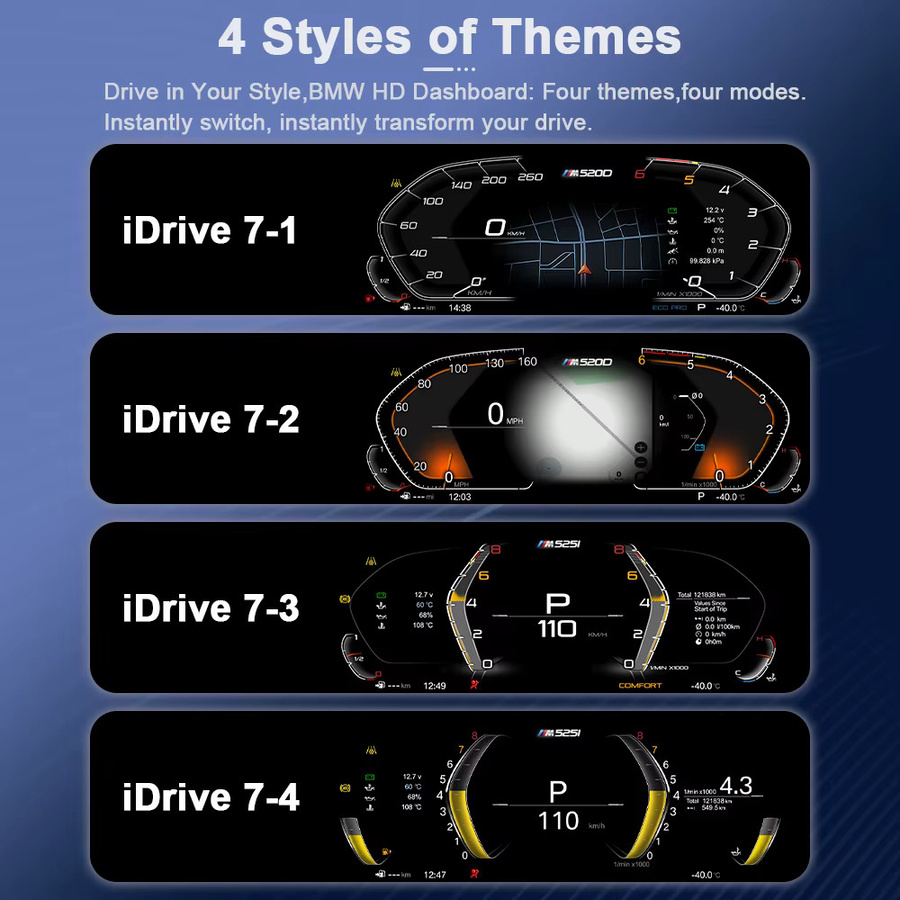 AUTOTOP 11 Zoll Digitales Kombiinstrument mit Linux Wireless Carplay und Android Mirroring für BMW 3er E90 E91 E92 in Schwarz, Auflösung 1920x720P - Bild 5