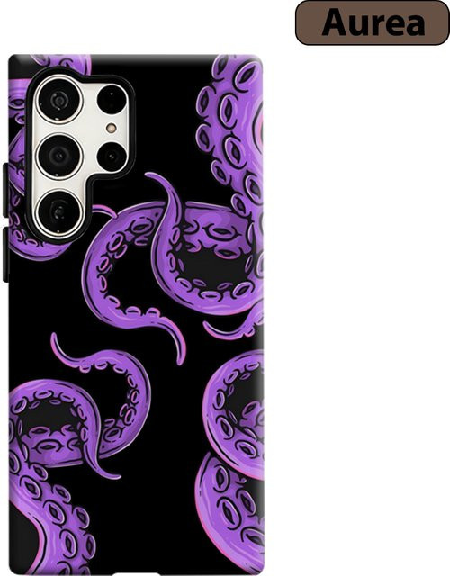 Stoßfeste Doppelschicht Handyhülle mit Oktopus-Tentakel Design für Samsung Galaxy S25 Ultra, S24, S23 Ultra und S23 Plus in Lila - Bild 1