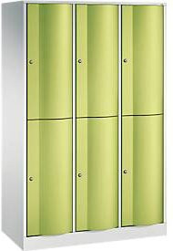 C+P Garderobenspind Resisto mit 3 Abteilen und 6 Fächern, Lichtgrau/Clowngrün, B/T/H: 114,8 x 54,0 x 195,0 cm - Bild 1