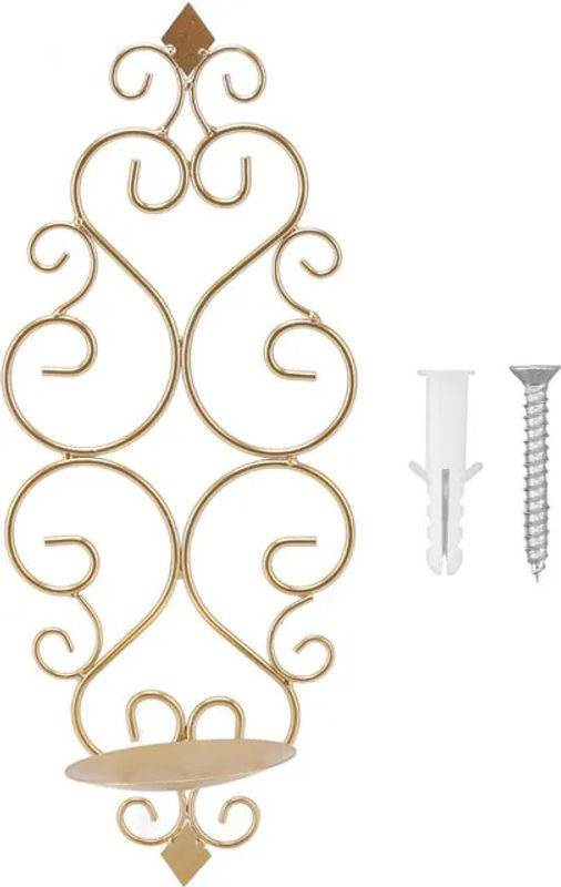 CosyHome Wandkerzenhalter aus Metall in Gold, klappbare Wandlampe zur Dekoration für Stumpenkerzen - Bild 1