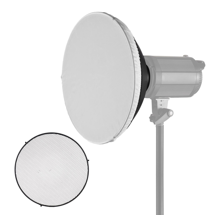 Andoer Beauty Dish Reflektor mit 60 Grad Wabenstruktur und Bowens Mount, 39 cm, Schwarz - Bild 2