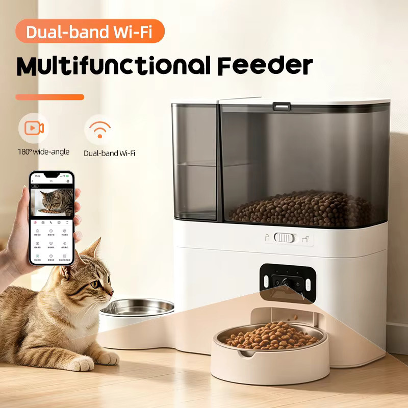ZYfeeder Automatischer Futter- und Wasserspender für Haustiere mit Tuya App-Steuerung und Kamera, Weiß, 5l Futter und 3l Wasser mit Edelstahlschüssel - Bild 5