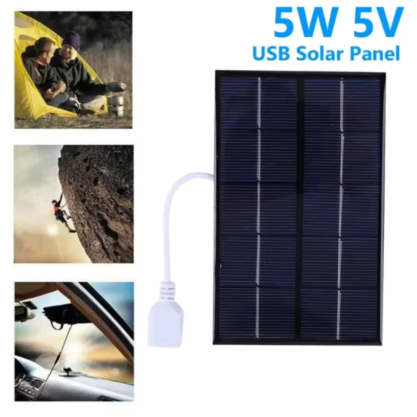 VIKEFON Tragbares 5W 5V USB-Solarladegerät mit Polysilizium-Solarpanel und USB-A Anschluss in Schwarz - Bild 3