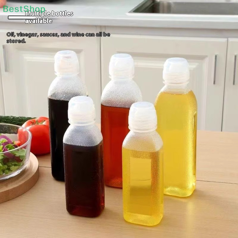 HNKMP Squeeze Flaschen aus Kunststoff für Gewürze, BBQ Sauce oder Olivenöl, transparent, 4er Set, 300 ml und 500 ml - Bild 4