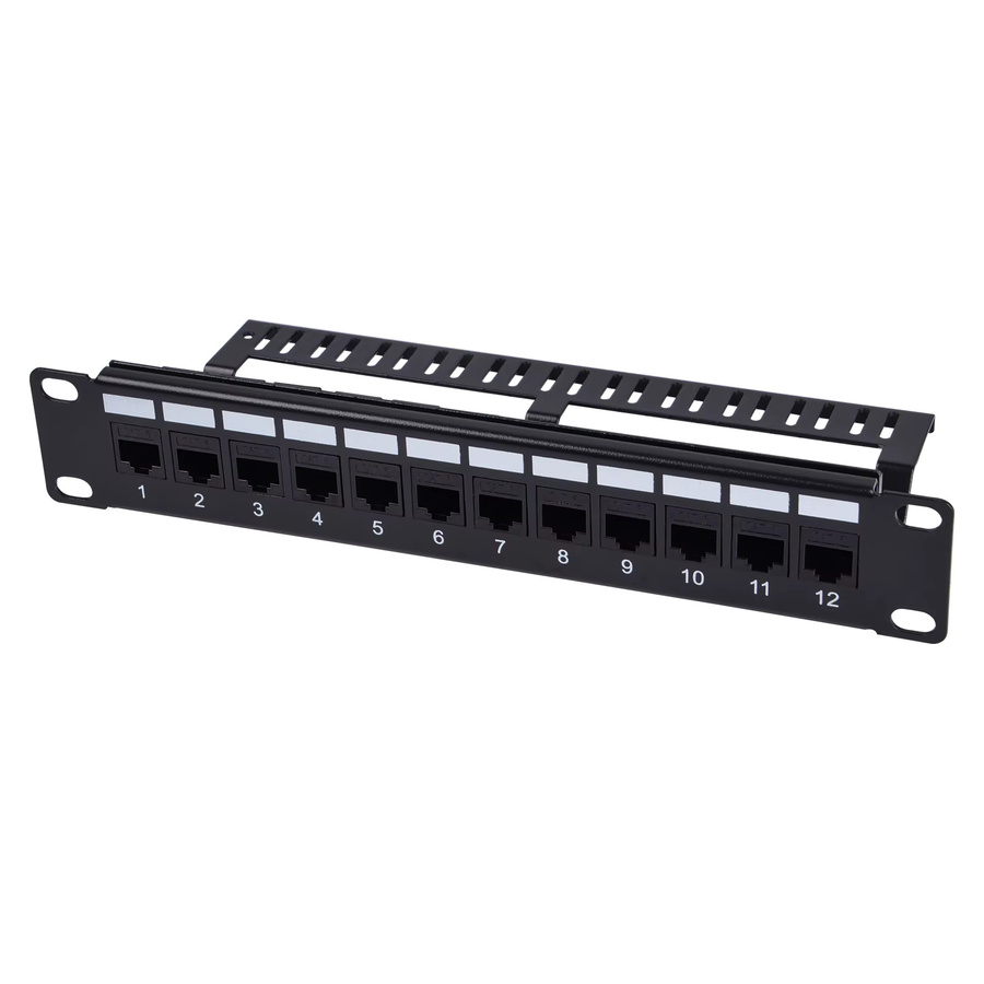 DeskPi Rackmate 12-Port CAT6 Keystone Patchpanel, 10 Zoll 1U Netzwerk-Patchpanel mit Kabelmanagement, Schwarz - Bild 6