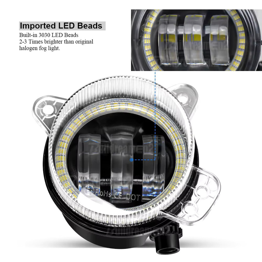 Buildreamen2 Canbus LED Nebellicht und Tagfahrlicht mit Angel Eye Set für Skoda Fabia Mk1 (2005-2008), 2 Stück (Links und Rechts), Typ 9006 - Bild 2