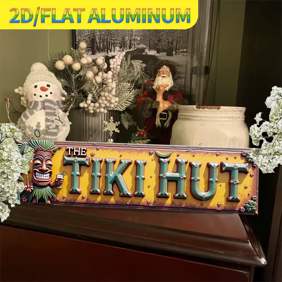 Retro Tiki Hut Metall-Wandschild CIFBUY Aluminium-Plakette für Innen- und Außenbereich, B: 10,16 cm, H: 40,64 cm, Mehrfarbig - Bild 3
