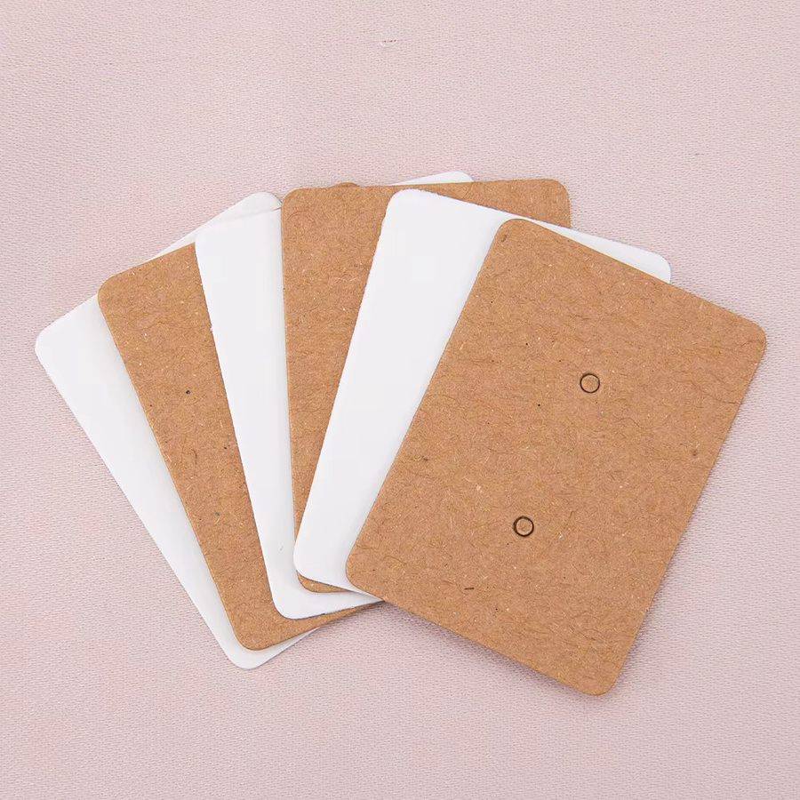 Ailimi Ohrring-Displaykarten aus Kraftpapier für Schmuck und Ohrstecker, 50 Stück, B/H: 3,5 x 2,5 cm, Farben: Braun und Weiß - Bild 2