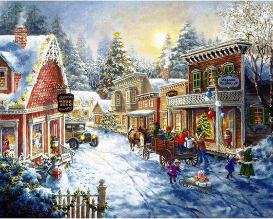 FIYO Diamond Painting Set Winterlandschaft als DIY Malset mit 5D Diamantstickerei, mehrfarbig, B x H: 30 x 20 cm