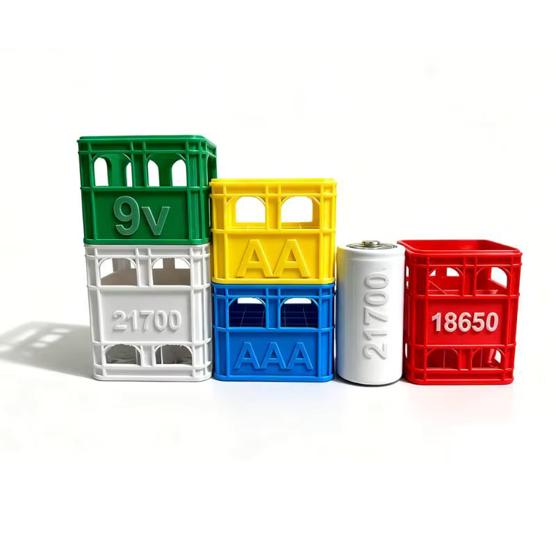 Stapelbare Batterie-Aufbewahrungsbox aus Kunststoff für AA, AAA und 18650 Batterien, Mehrfarbig - Bild 1
