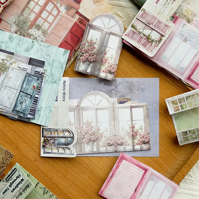 10 Stück Vintage Fenster und Tür Aufkleber Set in Multicolour aus Papier - Bild 5