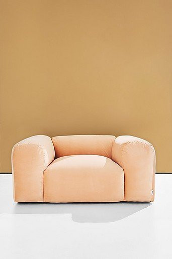 Wenju Lounge-Sessel mit Armlehnen aus Cord und Samt in Pastellfarben und Massivholzrahmen - Bild 1
