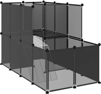 vidaXL Kleintierkäfig Freigehege aus Kunststoff und Stahl, Schwarz/Transparent, B/T/H: 142 x 74 x 93 cm