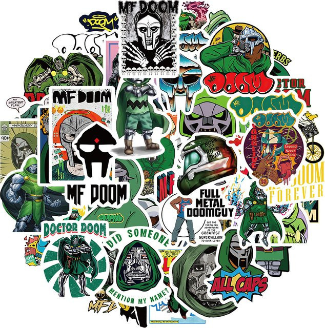 50 Stück MF Doom Cartoon-Charaktere Aufkleber Set für Notizbücher und Schreibwaren in Multicolour von Bandai - Bild 1