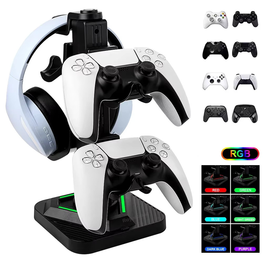 Hayoumon 2-lagiger Controller-Halter für PS5 und Xbox Series X mit LED-Lichtstreifen in Schwarz zur Aufbewahrung von Gamepads und Headsets - Bild 6