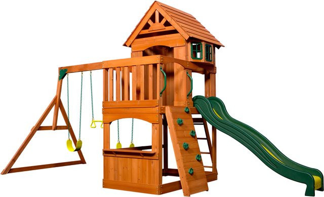 Backyard Discovery Spielturm Atlantic mit Rutsche und Schaukel in Grün/Gelb - Bild 1