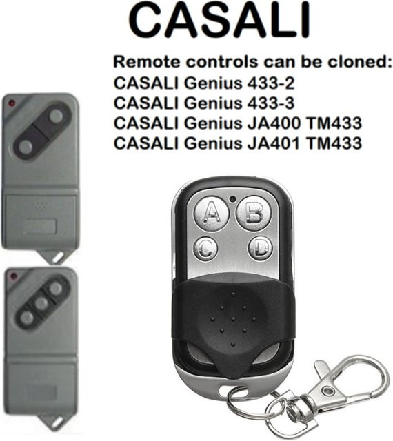 KUANGZIPENG Universal 433MHz Festcode-Fernbedienung für Garagentore kompatibel mit CASALI Genius 433-2, 433-3, JA400 TM433 und JA401 TM433 - Bild 1