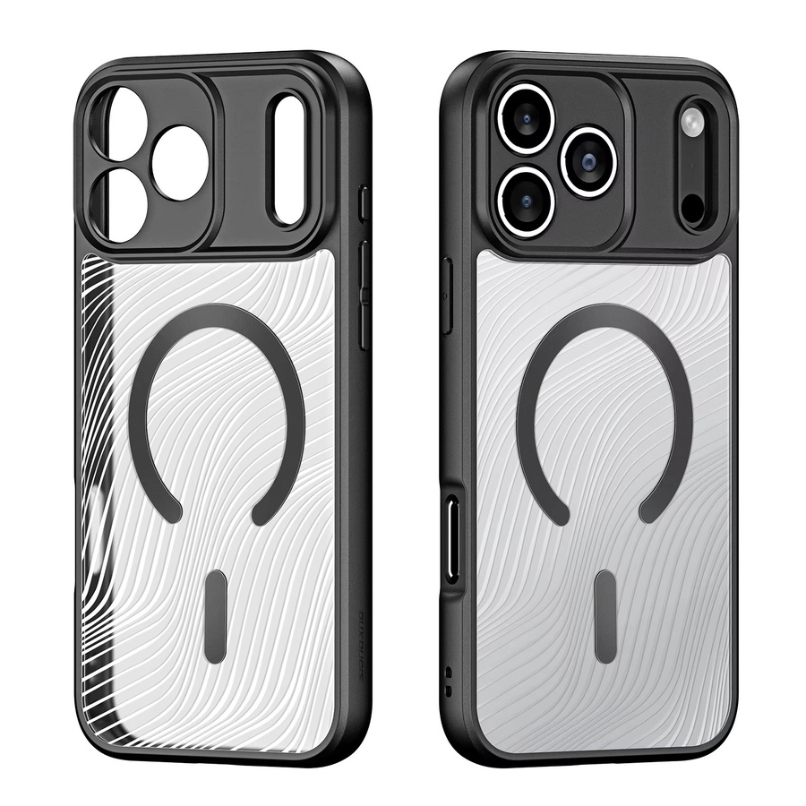 DUX DUCIS stoßfeste Handyhülle für iPhone 17 Pro Max und iPhone 17 Pro mit magnetischer Rückseite und transparenten fließenden Linien in Schwarz - Bild 4