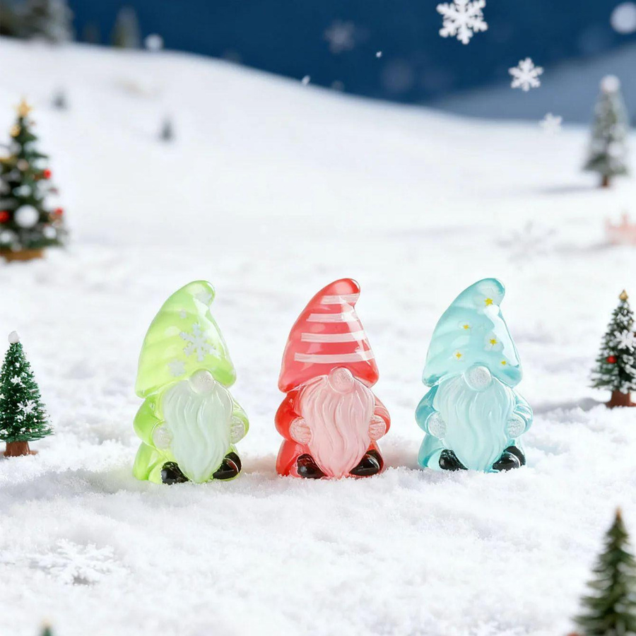 Leuchtende Gartenzwerge Figuren von Yiran toy mit Sternen und Schneeflocken Mustern in Multicolor aus Harz für deinen Feengarten oder als Weihnachtsdekoration - Bild 3