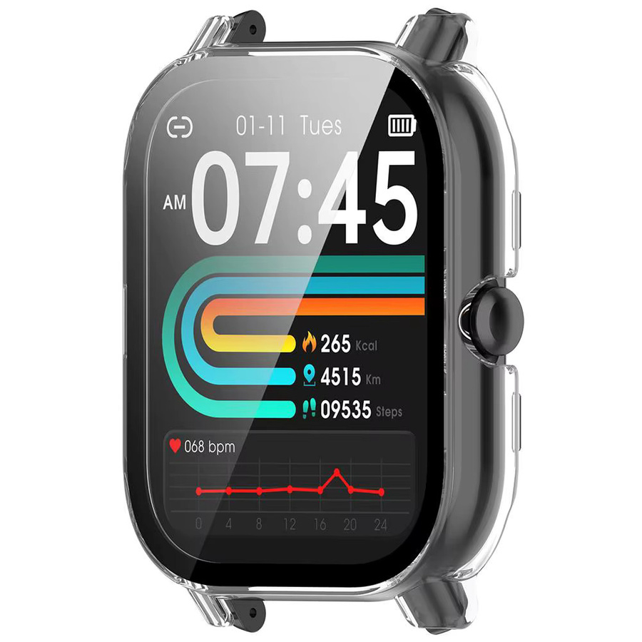 Nerunsa 2-in-1 Schutzhülle für P66D Smart Watch mit gehärtetem Glas und PC-Schale, transparent - Bild 3