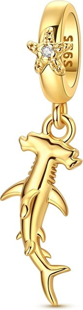 Parmuz Anhänger, 925 Sterling Silber, Perle, Gold, Hai, Damen - Bild 1