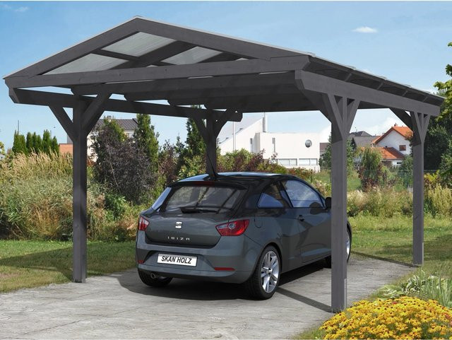 Skan Holz Carport Wendland in Schiefergrau mit geraden Kopfbändern B/T: 362 x 541 cm und einer Firsthöhe von 281 cm - Bild 1