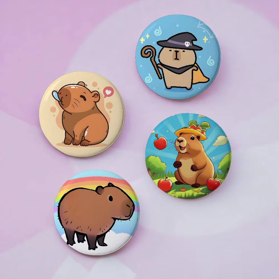 Bilibili Brosche Cartoon Capybara, Bunt, Unisex - Bild 2
