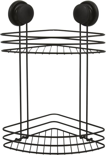 MSV Eck-Duschregal Mega Ventouses aus Edelstahl in Mattschwarz, B/T/H: 21,5 x 21,5 x 39,7 cm - Bild 1