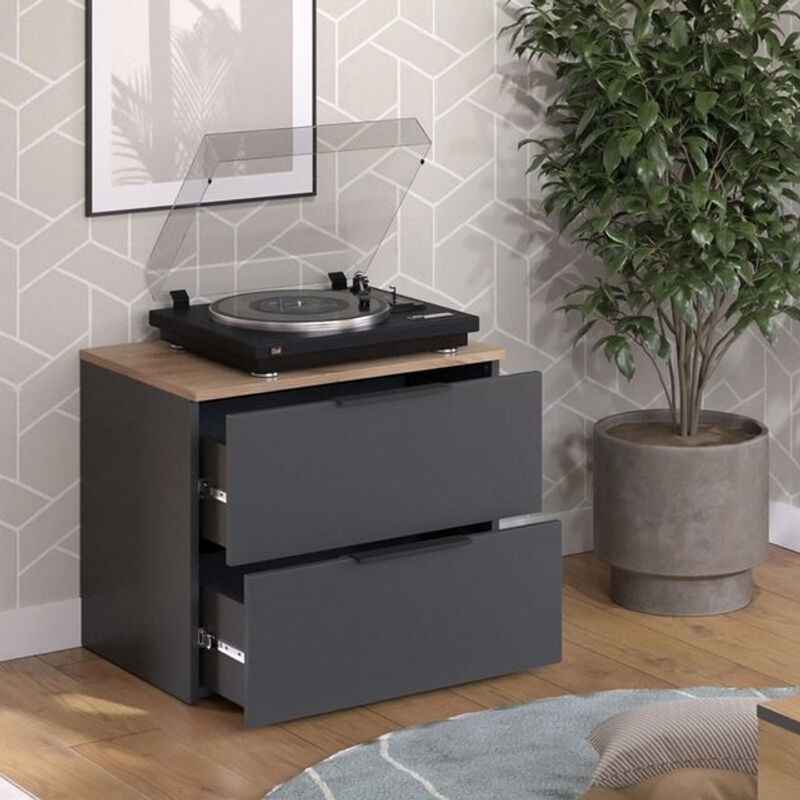 Vicco Kommode Wido in Anthrazit und Eiche mit 2 Schubladen, B: 60 cm, T: 50 cm, H: 50 cm - Bild 2