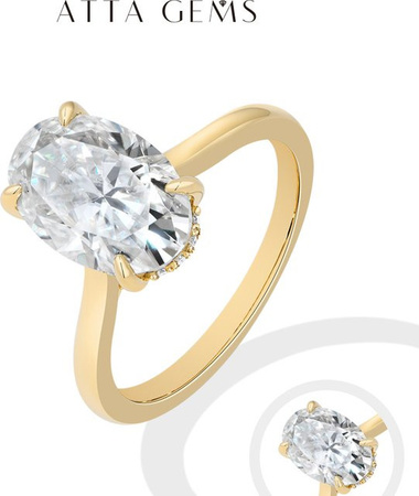 ATTAGEMS Verlobungsring, Moissanit, 925 Silber, Damen