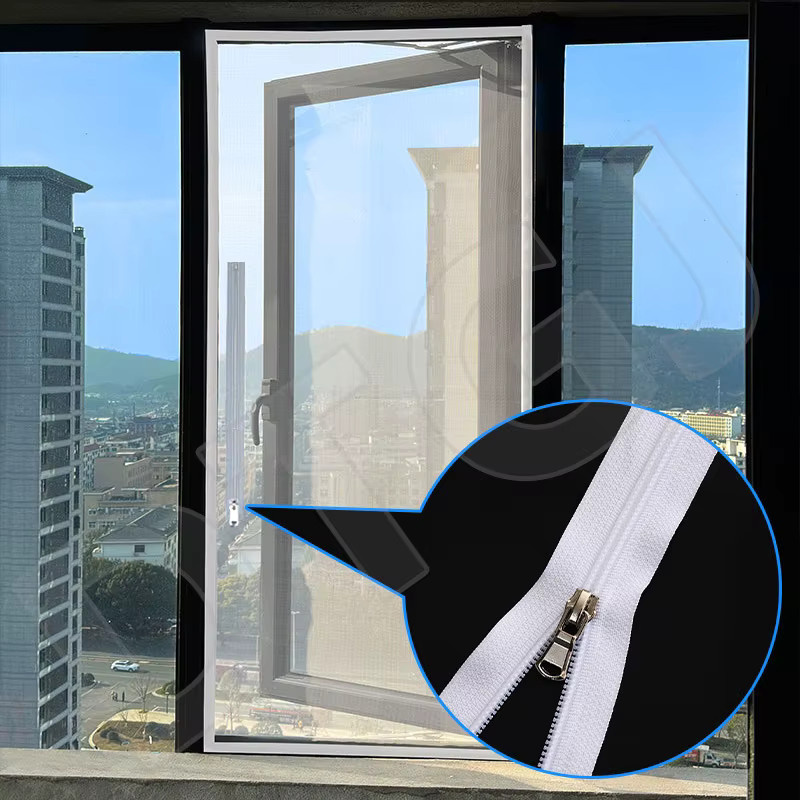 DTGJ Moskitonetz-Fenstergitter mit Reißverschlussgriff aus weißem Tüll und unsichtbarem Fiberglas in Weiß - Bild 4