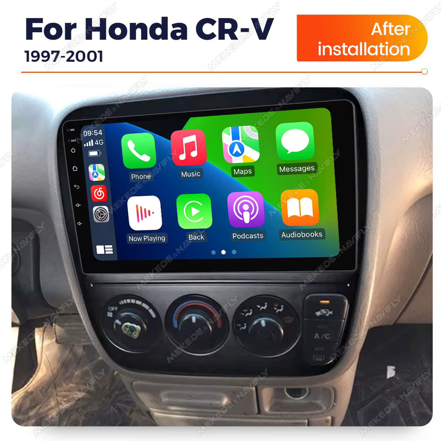 NaviTree Android 14 Autoradio mit DVR Recorder und Rückfahrkamera für Honda CR-V 1997-2001, Wireless CarPlay und Navigation, Schwarz - Bild 2