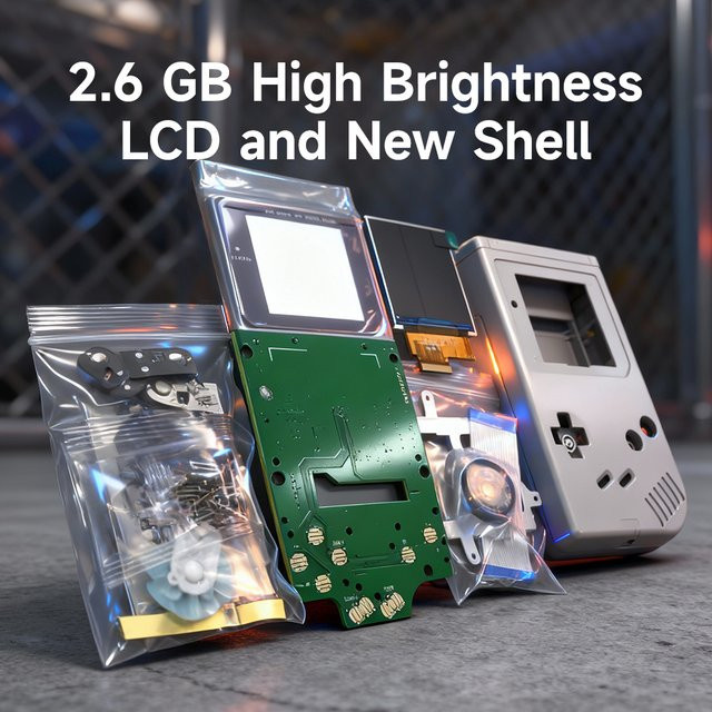 OPUYYM IPS LCD-Bildschirm für Gameboy GB mit 2,6 Zoll DMG Display in Silber - Bild 1