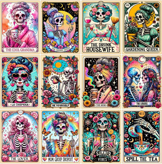 YUTTEE Diamond Painting Set Tarot Schädel Mädchen Motiv in Multicolour als DIY Mosaik Kunst Set für Erwachsene - Bild 1