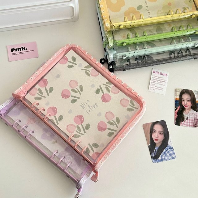 Transparentes A5 Fotoalbum im Korea-Stil mit floralem Design als Fotokartenhalter und Sammelbuch - Bild 1