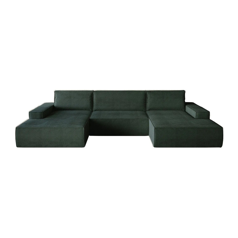 Vente-unique Schlafsofa Amelia in Tannengrün mit Cord-Bezug - Bild 2