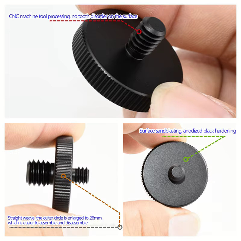 JETTING Universal Kamera Umwandlung Schraube mit 1/4 Zoll auf 3/8 Zoll Dual Muttern, Stativ Schraube und Quick Release Mount Adapter, Schwarz - Bild 1