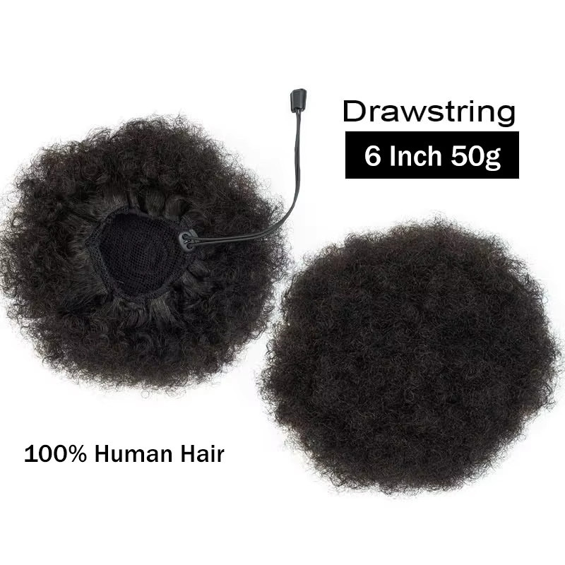Newmi Afro Kinky Puffs, 100 % Echthaar Pferdeschwanz, Damen - Bild 4