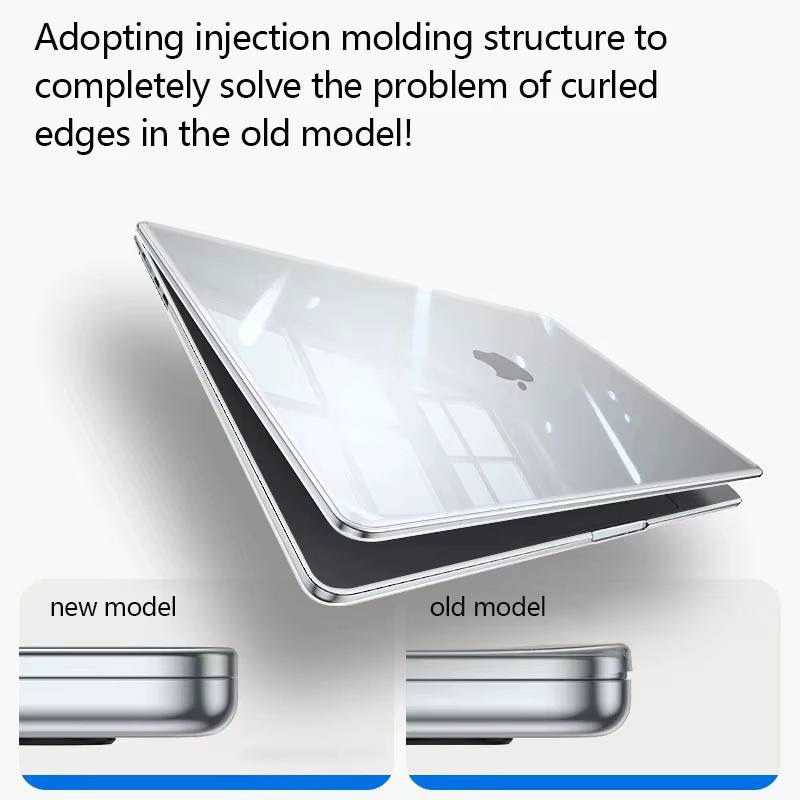Apple MacBook Air Kristall-Schutzhülle Ultra-Dünn für 13, 14 und 15 Zoll, Weiche Laptop-Schale für M4 Modelle, Transparent oder Schwarz - Bild 3