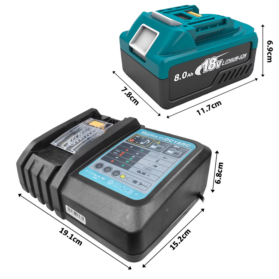 Makita Akku-Ladegerät-Set mit 2 Stück 18V 8.0Ah Lithium-Ionen-Akkus und DC18RC Schnellladegerät für die 18V BL Serie - Bild 2