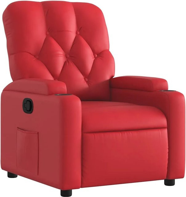 vidaXL Relaxsessel in Rot aus Kunstleder mit Armlehnen und manueller Hebelverstellung, B/T/H: 74,0 x 86,5 x 86,5 cm - Bild 1