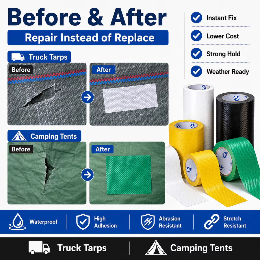 FEITE TAPE Reparaturband wasserdicht und hochklebend für Schlangentaschen, LKW-Planen, Campingzelte und gewebte Taschen - Bild 4