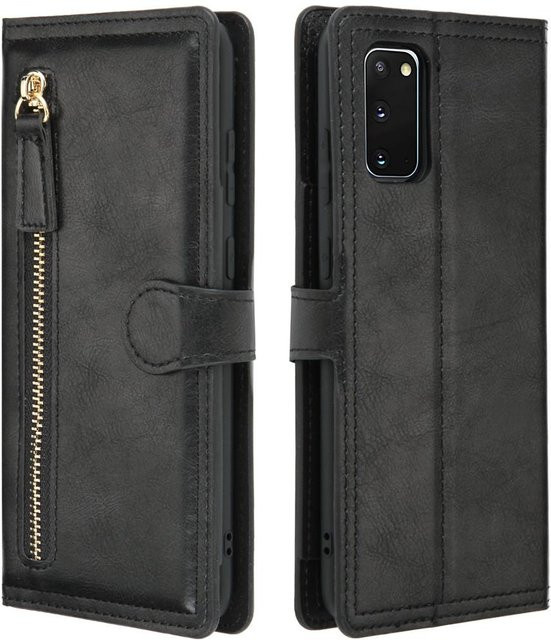 Samsung Leder Klapphülle mit Reißverschluss als Brieftasche für Galaxy S20 FE und S21 S22 S23 Ultra in Schwarz - Bild 1