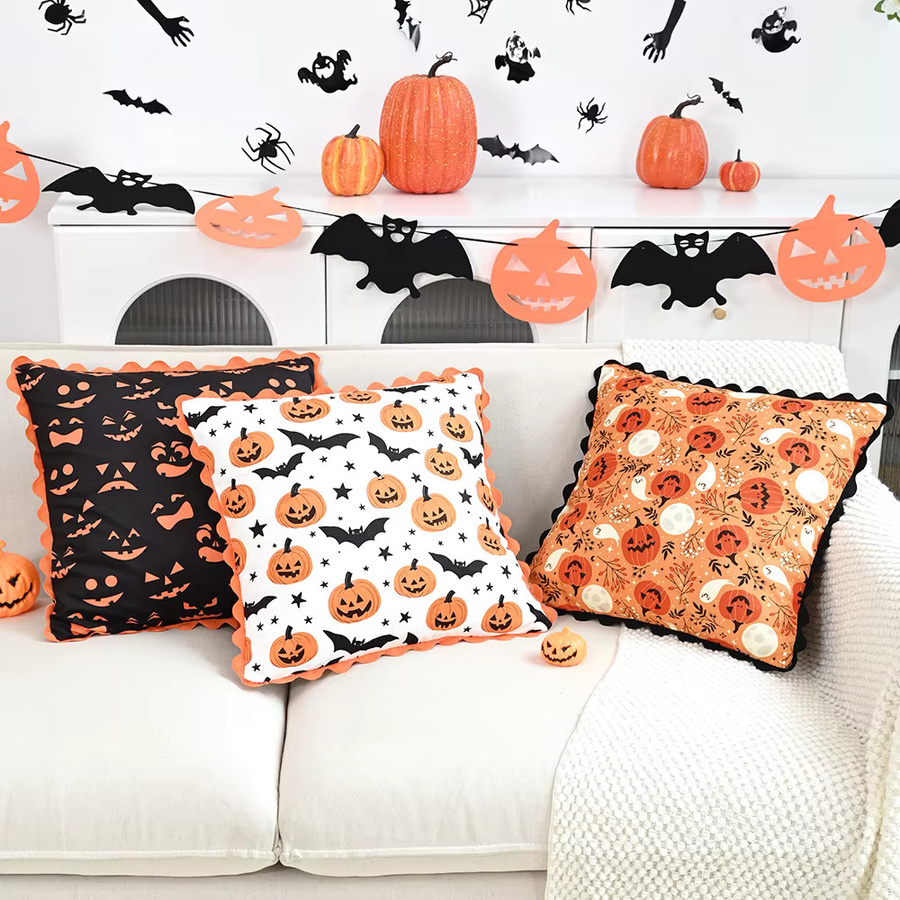BUYNOW Kissenbezug mit Halloween-Kürbis-Print in Orange, 45,7 x 45,7 cm - Bild 4