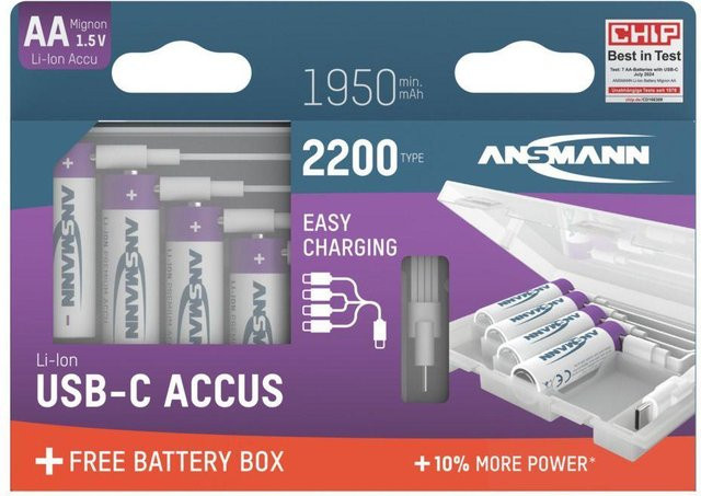 Ansmann Mignon AA Li-Ion Akkus 1.5V mit 1950 mAh, 4er Pack - Bild 2