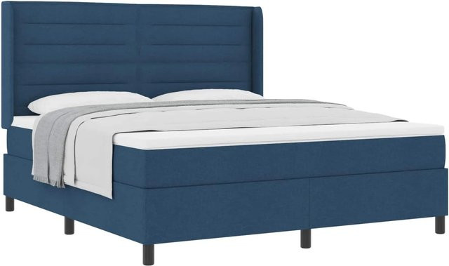 vidaXL Boxspringbett mit Matratze und Kopfteil in Blau, B/T/H: 180 x 200 x 183 cm - Bild 1