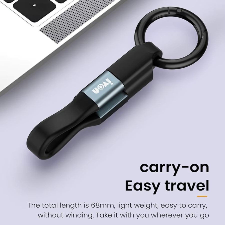 LONGPEAN Ultrakurzes Schlüsselbund-USB-Datenkabel für Smartphone und Tablet mit USB-C und USB-A, Schnellladefunktion 2.1A, Blau und Schwarz - Bild 4