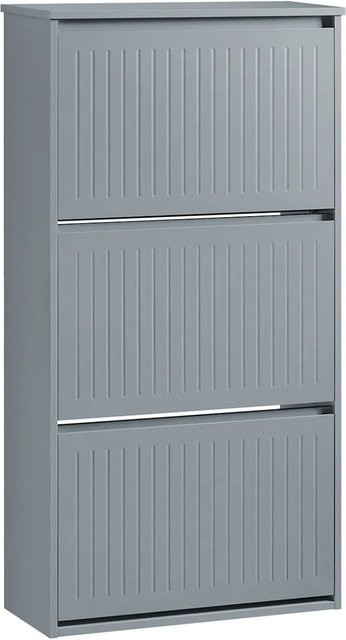 SoBuy Schuhkipper Schuhschrank mit 3 Klappen in Hellgrau FSR165-H-HG, B/T/H: 61 x 26 x 120 cm - Bild 1